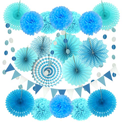 Zerodeco Decoración de la Fiesta, 21 Piezas Abanicos de Papel Bola de Nido Pom Poms Ventilador Cumpleaños Boda Carnaval Bebé Ducha Home Party Supplies Decoración (Azul) Zerodeco Decoración de la Fiesta, 21 Piezas Abanicos de Papel Bola de Nido Pom Poms Ventilador Cumpleaños Boda Carnaval Bebé Ducha Home Party Supplies Decoración (Azul)