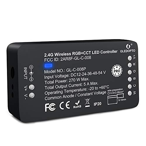 Zigbee Controller Pro Version ZigBee 3.0 RGBCCT LED Strip Controller Pro Smart App Voice Control Compatible con SmartThings RF RF Remote Versión (RGBC-CT PRO Version)