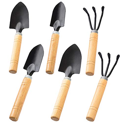 Ziyero Mini Rastrillo Pala Herramientas Jardín Negro Pala Rastrillo con Mango Madera Bonsai Durable Seguro Fácil Transportar, para Macetas Herramientas, Trasplantes, Juguetes Playa Etc—6 Piezas Ziyero Mini Rastrillo Pala Herramientas Jardín Negro Pala Rastrillo con Mango Madera Bonsai Durable Seguro Fácil Transportar, para Macetas Herramientas, Trasplantes, Juguetes Playa Etc—6 Piezas