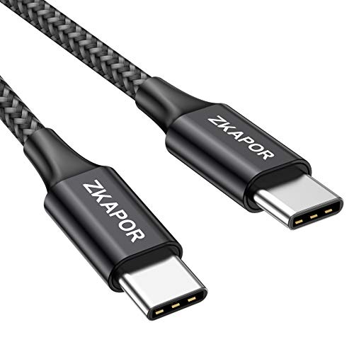 ZKAPOR USB C a USB C Cable 0.5M, Cable Tipo C de Carga Rápida 60W 20V/3A PD Cable Carga Rápida y Sincronización para Galaxy S20/S10/S9/S8, Huawei P40/P30, MacBook, MacBook Pro, MacBook Air 2020