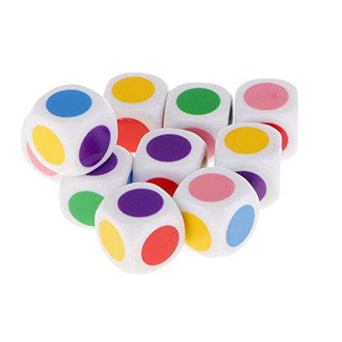 10pcs / Set Juguetes Educativos Juego de Mesa Dados en Cuadritos 6 Colores 16mm