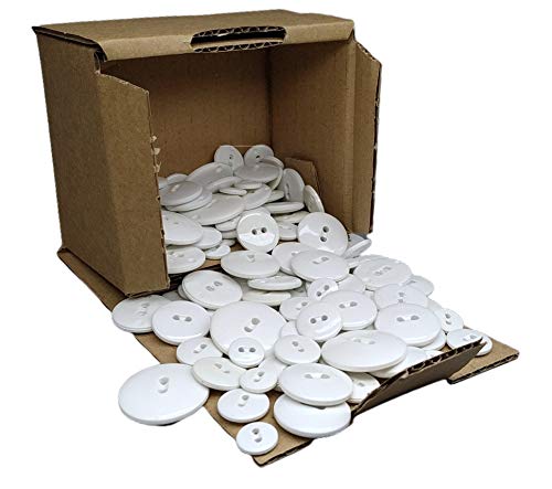 120 Botones Blancos - 6 Medidas (20 ud x medida) - 2 Agujeros - Accesorio Costura - Fabricado y Enviado desde España (Blanco, TODAS)