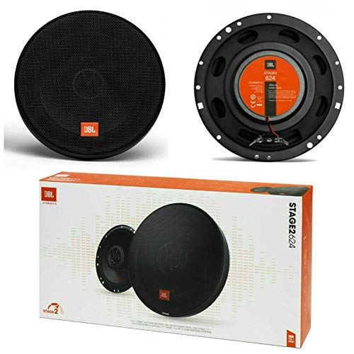 2 Altavoces coaxiales de 2 vías Compatible con JBL STAGE2 624 6.5" 16.50 cm 165 mm 40 vatios rms 240 vatios impedancia MAX 4 ohmios 91 db para Coche Negro, el par