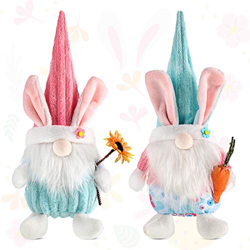 2 Piezas Decoraciones de Gnomos de Conejito de Pascua Adornos de Tomte de Conejo Decoración de Elfo Enano Nórdico Sueco Nisse Escandinavo Figura de Pascua Primavera