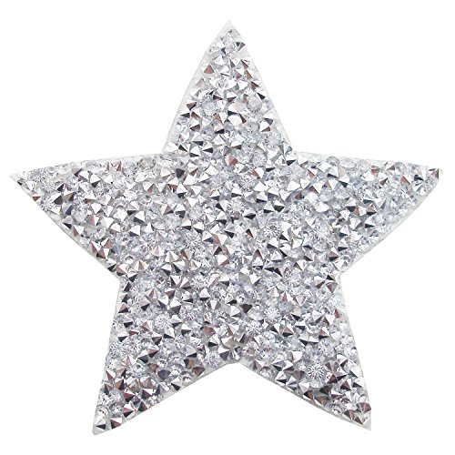 3 piezas de parches de cristal de estrella de diamantes de imitación con hierro bordado en insignias para la ropa pegatina pasta de apliques para ropa pantalones de bolsa (Transparente adj.)