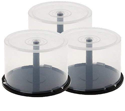 3 x 50 Caja de plástico de almacenamiento de CD y DVD, tubo para discos o BluRay con eje (capacidad para 150 discos) 3 x 50 Caja de plástico de almacenamiento de CD y DVD, tubo para discos o BluRay con eje (capacidad para 150 discos)