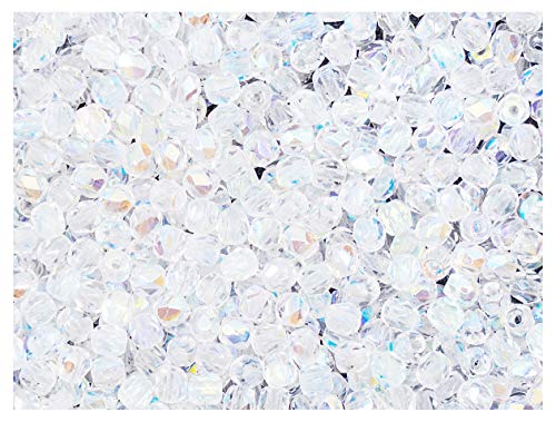 600 perlas de cristal checas facetadas pulidas a fuego, redondas, 3 mm, cristal AB