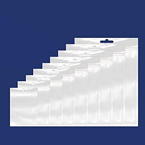 9cube 100 bolsas de plástico blancas – Calidad resellable agarre autosellado bolsas de almacenamiento (16 cm x 24 cm)