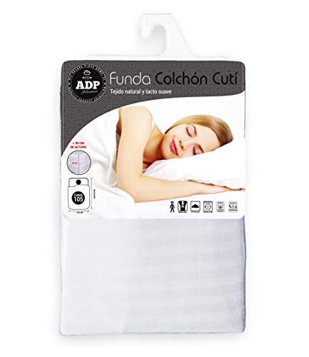 ADP Home - Funda de colchón Cutí con Cremallera L, 105x200+30 cm (para Cama de 105 cm), Blanco ADP Home - Funda de colchón Cutí con Cremallera L, 105x200+30 cm (para Cama de 105 cm), Blanco