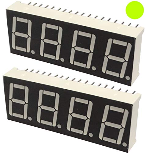 AERZETIX - Juego de 2 - Pantalla digital - Módulo - Paneles Luminoso - Display - 50.3x19x8mm - LED 7 segmentos - Amarillo-Verde - THT - Número de dígitos 4 - C44433