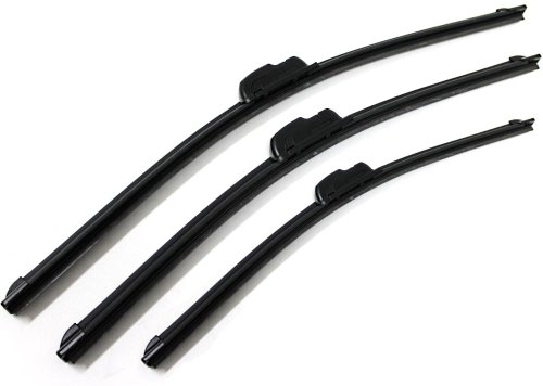 AERZETIX: Juego de 3 escobillas limpiaparabrisas AERO FLAT planos rascadores delanteras y traseras, 53cm + 48cm + 38cm AERZETIX: Juego de 3 escobillas limpiaparabrisas AERO FLAT planos rascadores delanteras y traseras, 53cm + 48cm + 38cm
