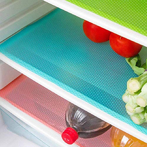AKINLY Paquete de 9 alfombrillas para frigorífico, lavables a prueba de agua, alfombrillas para nevera, estantes y cajones, alfombrillas para nevera, 3 rojo/3 verde/3 azul