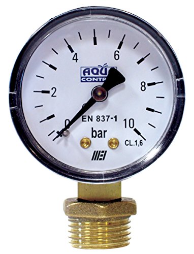 Aqua Control C6199 - Manómetro de 0 a 10 Bar. Roscas 1/4" y 1/2"