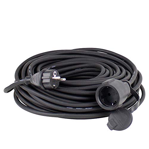 AS Schwabe 60305 - Cable alargador de goma (5 m, H07RN-F 3G1,5, IP44 en exteriores), color negro