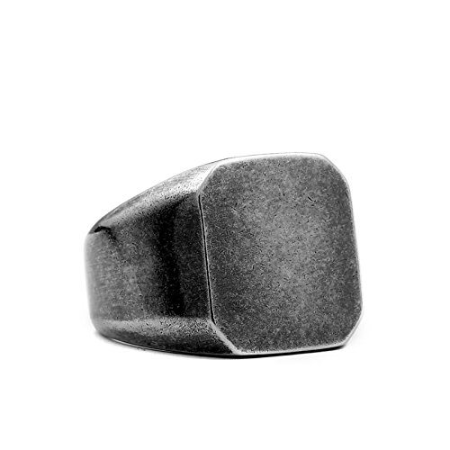 AueDsa Anillo Hombre Acero Inoxidable Vikingo Plata Antigua Anillo Cuadrado Mate Talla 17 AueDsa Anillo Hombre Acero Inoxidable Vikingo Plata Antigua Anillo Cuadrado Mate Talla 17