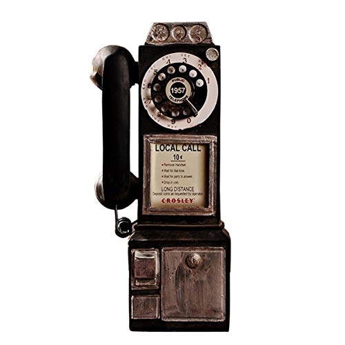 Avalita Vintage Rotate Classic Look Dial Pay Phone, montado en la pared Vintage teléfono Modelo Retro Stand Decoración del Hogar Ornamento (Negro)
