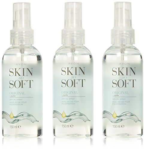 Avon Skin So Soft Aceite Corporal en Spray, Jojoba y Citronellol, 150 ml, paquete de 3