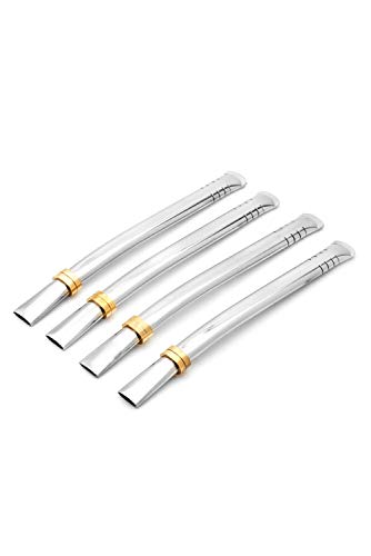 BALIBETOV Set de Bombillas (Sorbetes) de Acero Inoxidable para Beber Yerba Mate- 16cm de Largo. (Plateado Set de 4) BALIBETOV Set de Bombillas (Sorbetes) de Acero Inoxidable para Beber Yerba Mate- 16cm de Largo. (Plateado Set de 4)
