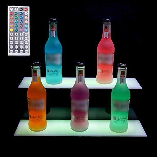 Bebidas Estantes De IluminacióN 2 Tier LED Botella del Licor Pantalla Iluminada Botella con Control Remoto 20 Colors para Estantes De IluminacióN De Botellas De Home Bar,20in