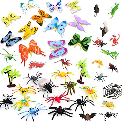 BESTZY 44pcs Insectos plástico para niños Figuras Insectos Juguetes con Pegatina Pared Colorida Mariposa para educación