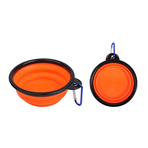 B/H Recipiente Plegable para Mascotas,Mascota portátil Plegable Silicona bowl-13 * 5.5cm_Naranja,Antideslizante Alimentacion Plato