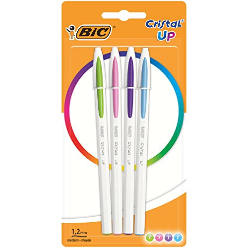 BIC Cristal Up bolígrafos punta media (1,2 mm) – colores de Moda Surtidos, Blíster de 4 unidades