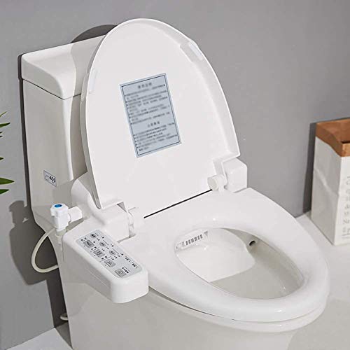 Bidé WC eléctrico inteligente cubierta, calefacción de asiento de inodoro inteligente completamente automático del hogar con la función de doble boquilla con auto limpieza antibacteriana, blanco etern