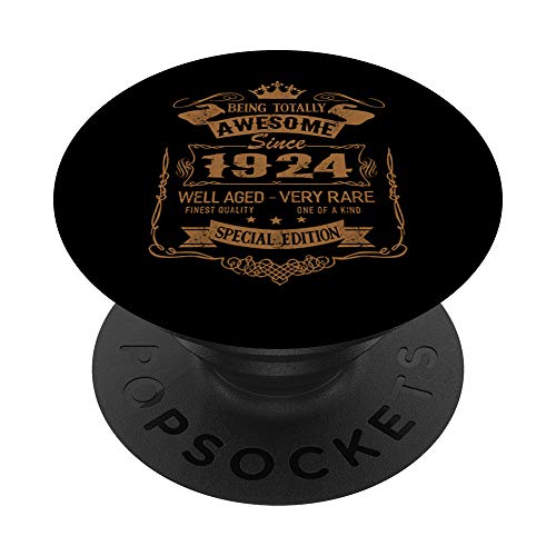 Birthday 365 Being Awesome Since 1924 Vintage Birthday Gifts PopSockets PopGrip: Agarre intercambiable para Teléfonos y Tabletas