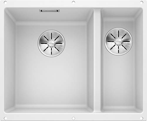 BLANCO SUBLINE 340/160-U – Fregadero Doble de Montaje Bajo Encimera para Armarios Bajos de 60 cm de Ancho – De SILGRANIT – Blanco – 523552 BLANCO SUBLINE 340/160-U – Fregadero Doble de Montaje Bajo Encimera para Armarios Bajos de 60 cm de Ancho – De SILGRANIT – Blanco – 523552
