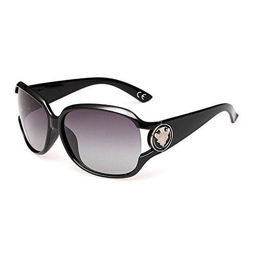 BLEVET Oversized Mujere Gafas de Sol Polarizadas Moda 100% Protección UV BX013 (Black)