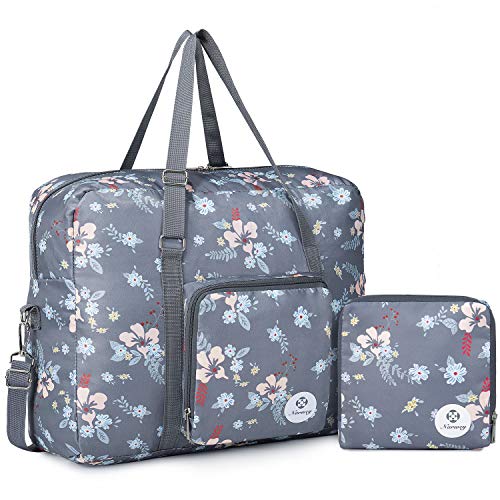 Bolsa de viaje plegable, ideal para fines de semana o llevar al gimnasio, perfecta como equipaje de mano para mujeres, Flor oscura, 25 L
