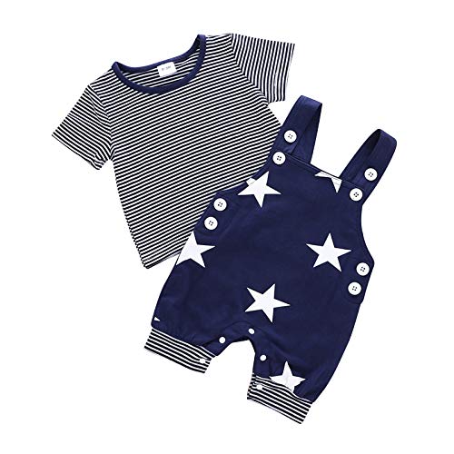 Borlai Bebé Niño Trajes de Caballero Camiseta a Rayas Estrellas Pantalones de Liga Conjunto de Ropa