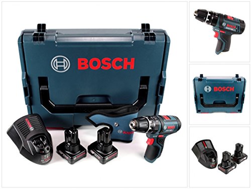 Bosch GSB 12V-15 - Taladro percutor inalámbrico (12 V, 1/2 pulgadas, 30 Nm, L-Boxx, 2 baterías de 6,0 Ah y 1 cargador)