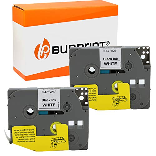 Bubprint 2 cartuchos de tinta compatibles con Brother TZe231 TZe-231 para P-Touch 1000 1005 1010 1080 1090 1200 1230 1250 1260 1280 negro sobre blanco 12 mm 8 m