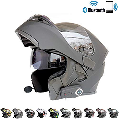 C-TK Bluetooth Integrado Modular Casco de la Motocicleta ECE 22.05 certificación Dot Seguridad estándar-Cara Completa Racing Casco de la Motocicleta General,9,M(57~58) CM