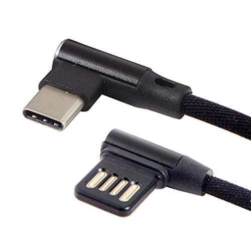 Cablecc Cable de datos USB 2.0 de 5 pines/USB-C 3.1 tipo C a ángulo izquierdo derecho de 90 grados con funda para tablet y teléfono de 15 cm (USB-C 3.1 tipo C)