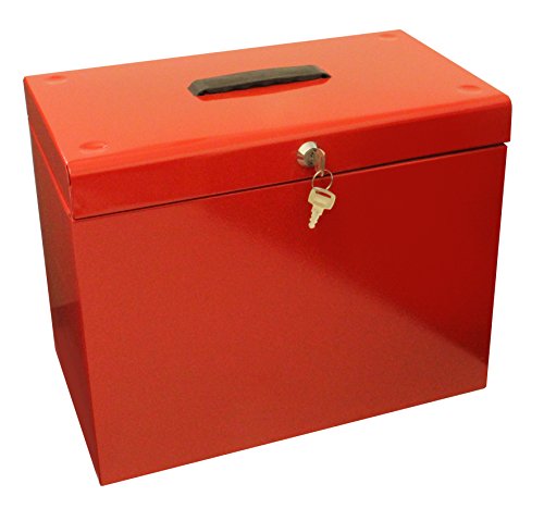 Caja archivadora de metal, tamaño A4, color rojo