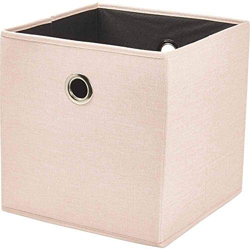 Caja de almacenamiento de lino sintético rosa rubor Caja de almacenamiento   cuadrada con capacidad de carga 7 kg   Tamaño 30 x 30 x