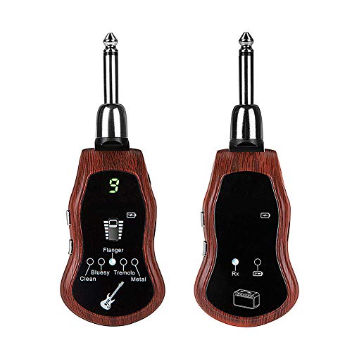 Cakunmik Receptor del transmisor de Guitarra Transmisor de Guitarra Digital Receptor Guitarra eléctrica Sistema inalámbrico Equipo de Audio Recargable