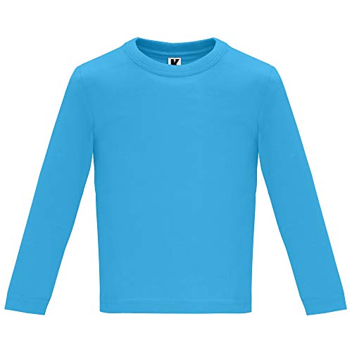 Camiseta de Colores con Manga Larga para Bebés - Prenda de algodón 100%, cómoda, Suave, cálida y Tacto Agradable (Azul, 24M)