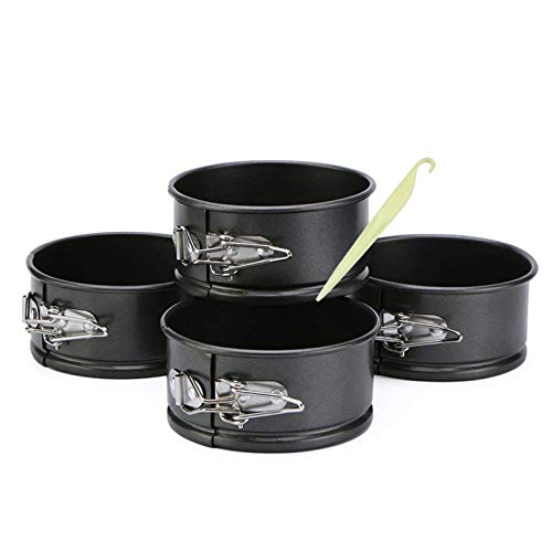 CANDeal 4 Piezas 10cm Springform Pan Moldes para Pasteles Pan De Tarta De Queso Molde de Torta para Hornear con Fondo extraíble y 1 raspador de Silicona CANDeal 4 Piezas 10cm Springform Pan Moldes para Pasteles Pan De Tarta De Queso Molde de Torta para Hornear con Fondo extraíble y 1 raspador de Silicona