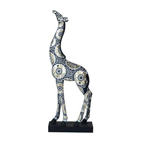 CAPRILO. Figura Decorativa de Resina Jirafa Étnica Adornos y Esculturas. Animales. Decoración Hogar. Regalos Originales. 44 x 27 x 26 cm.