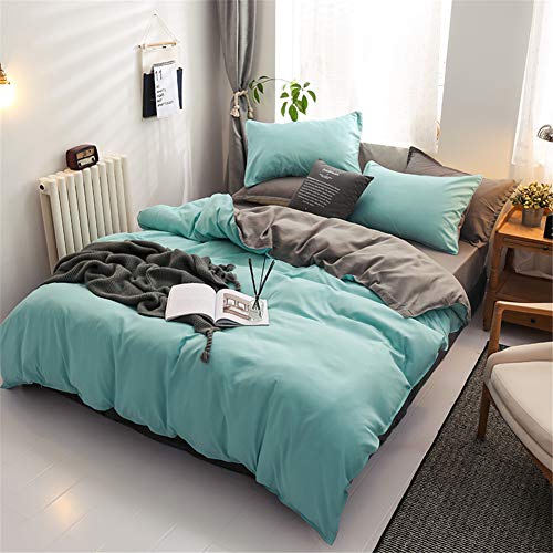 Chanyuan Ropa de cama de 200 x 220 cm, 3 piezas, color verde claro y gris, reversible, 100% microfibra suave y agradable, funda nórdica con cremallera y 2 fundas de almohada de 80 x 80 cm
