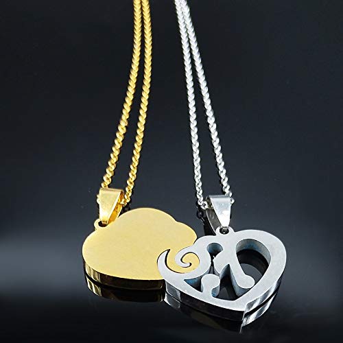 CLEARNICE 2 Uds, Collar De Pareja De Acero Inoxidable con Corazón para Hombres, Joyería para Hombres, Collar De Color Dorado Y Plateado, Collar De Joyería, Longitud 50 Cm CLEARNICE 2 Uds, Collar De Pareja De Acero Inoxidable con Corazón para Hombres, Joyería para Hombres, Collar De Color Dorado Y Plateado, Collar De Joyería, Longitud 50 Cm