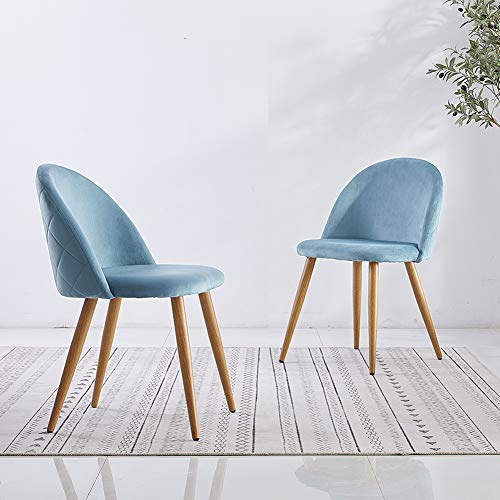 CLIPOP Juego de 2 sillas de Comedor, estilo retro, tapizado de tela aterciopelada, silla de cocina acolchada con patas de metal de color madera para cocina, salón, dormitorio, oficina CLIPOP Juego de 2 sillas de Comedor, estilo retro, tapizado de tela aterciopelada, silla de cocina acolchada con patas de metal de color madera para cocina, salón, dormitorio, oficina