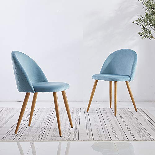 CLIPOP Juego de 2 sillas de Comedor, estilo retro, tapizado de tela aterciopelada, silla de cocina acolchada con patas de metal de color madera para cocina, salón, dormitorio, oficina