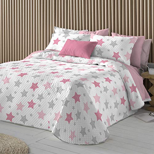 Colcha BOUTI FUNDECO EDI Star Nude Rosa Reversible (Cama 90 (180x270 cm.))