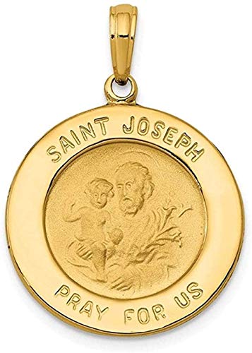 Colgante de medalla de San José en oro amarillo de 14 k (29X19MM)