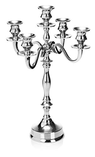 com-four® Portavelas para Velas de Palo - candelabro en diseño clásico - candelabro de 5 Brazos - 39.5 cm (01 Piezas - 5 Brazos)