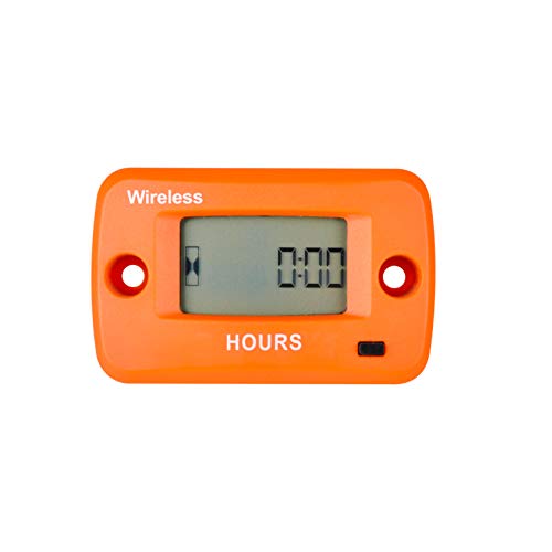 Contador de horas inalámbrico digital Runleader,vibración activada,recordatorio de mantenimiento,temporizador de trabajo reiniciable, uso para generador que vibra en el trabajo (naranja)